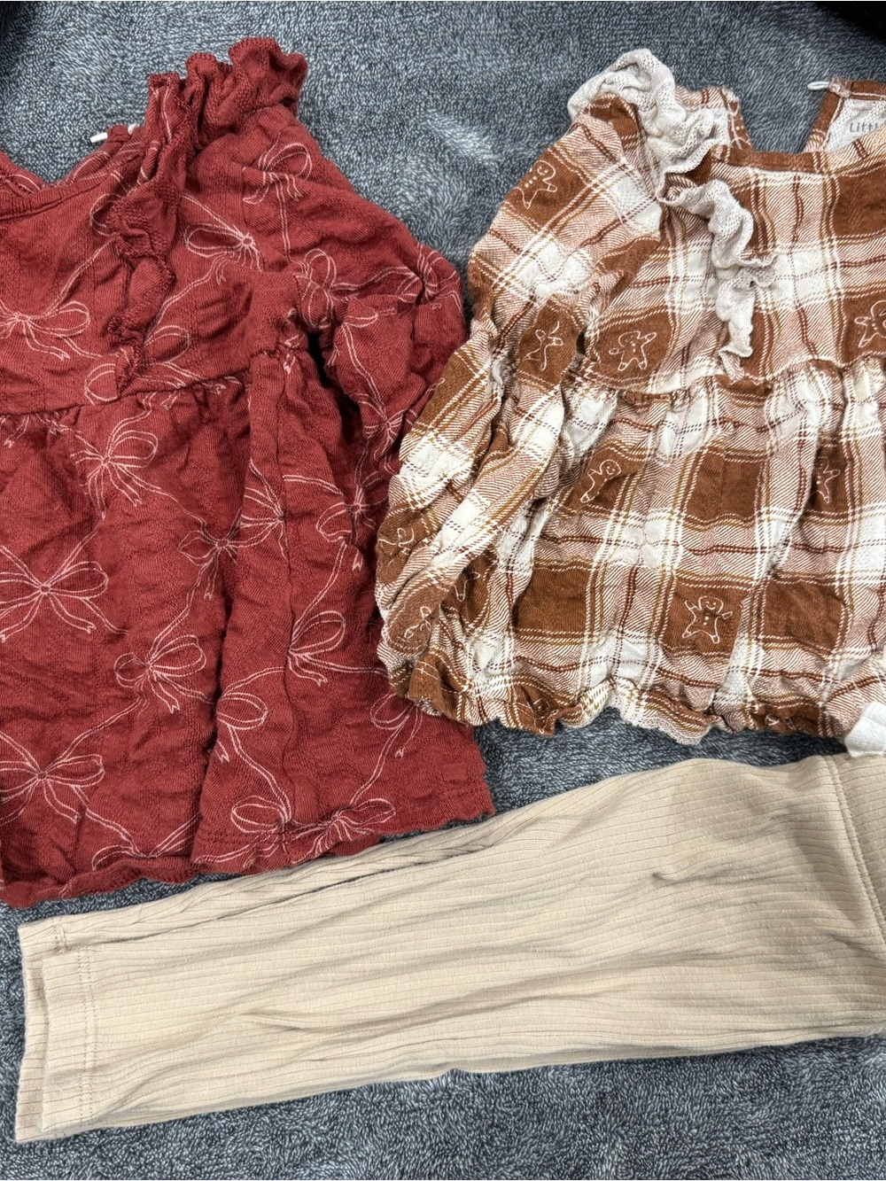 LC Lauren Conrad Rust Red and Camel Plaid Kids Matching Blouse Set